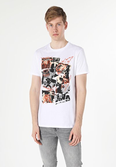 اعرض التفاصيل لـ أبيض للرجال تي شيرت بأكمام قصيرة