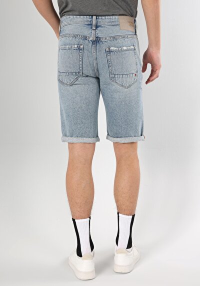 صورة من عادي الخصر رجالي الدنيم جان شورت