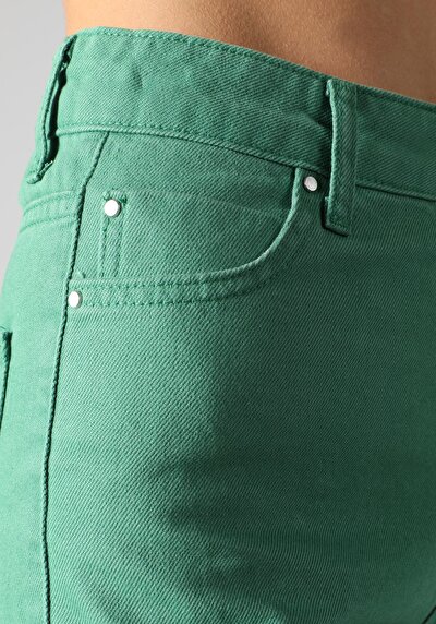 اعرض التفاصيل لـ   خصر عالي مستقيم الساق نسائية بنطلون أخضر