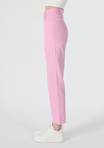 صورة من عادي مناسب ارتفاع الخصر مستقيم الساق نسائية السراويل الوردي