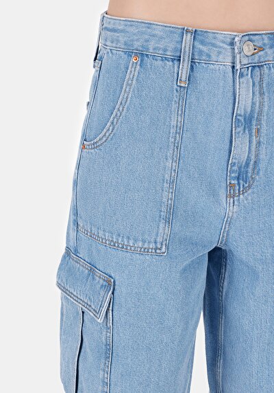 اعرض التفاصيل لـ كارجو فيت خصر عالي نسائي نيلي جان شورت