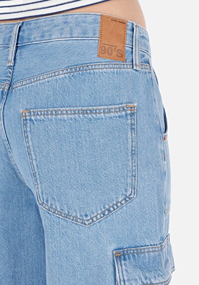 اعرض التفاصيل لـ كارجو فيت خصر عالي نسائي نيلي جان شورت