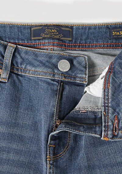 اعرض التفاصيل لـ مستقيم  خصر منخفض مستقيم الساق الجينز النيلي للرجال