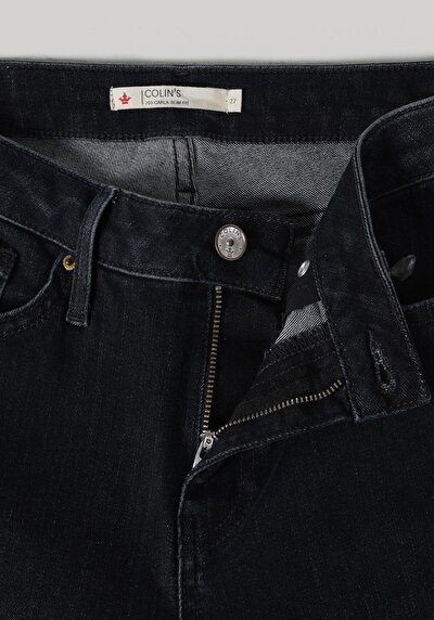 اعرض التفاصيل لـ نحيف   الخصر مستقيم الساق النسائية جينز نيلي غامق