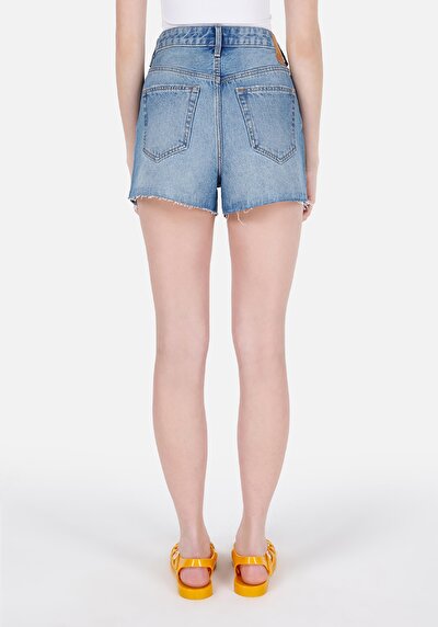 اعرض التفاصيل لـ أمي فيت الخصر العالي نسائي نيلي جان شورت