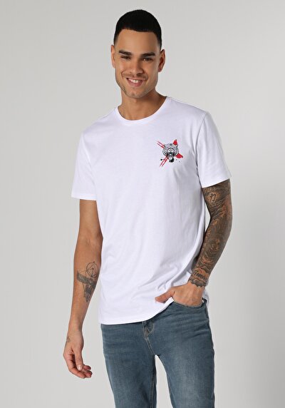 صورة من عادي رقبة مستديرة نسائي أزرق كحلي كم قصير تي شيرت