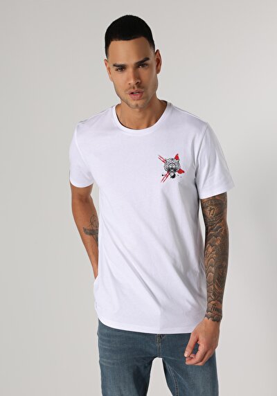 صورة من عادي رقبة مستديرة نسائي أزرق كحلي كم قصير تي شيرت