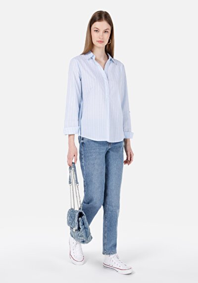 اعرض التفاصيل لـ مام فيت سليم الساق الجينز النسائي النيلي