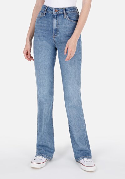 صورة من عادي الخصر بوت كت نسائي جينز أخضر