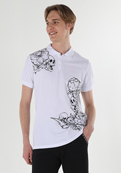 صورة من بولو الرقبة مستقيم رجالي أبيض كم قصير تي شيرت