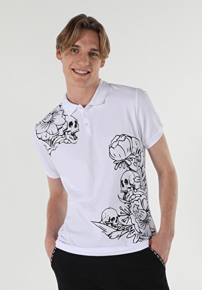 اعرض التفاصيل لـ   بولو الرقبة مستقيم رجالي أبيض كم قصير تي شيرت