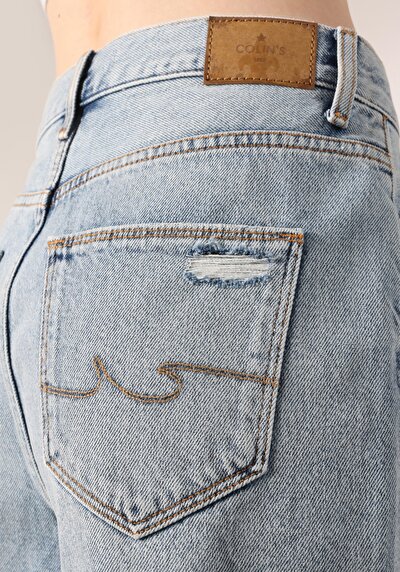 اعرض التفاصيل لـ أمي قصيرة الارتفاع الخصر نسائي نيلي جان شورت