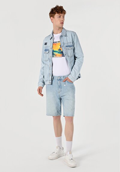 صورة من فضفاض  خصر متوسط للرجال شورت جان أسود