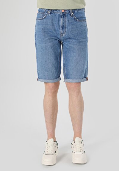 اعرض التفاصيل لـ عادي مقاس متوسط الخصر مستقيم رجالي نيلي جان شورت