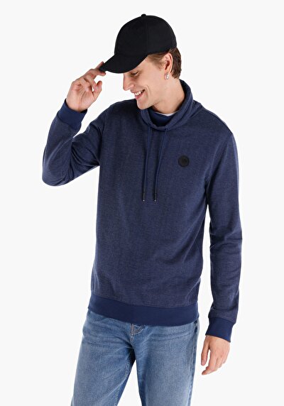 صورة من   سلحفاة الرقبة مستقيم رجالي أزرق كم طويل تي شيرت