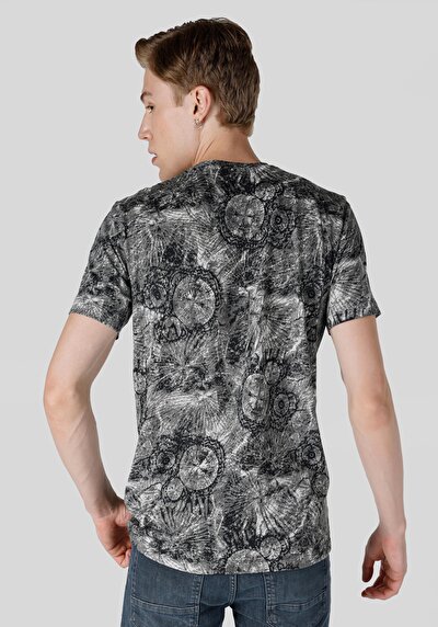 اعرض التفاصيل لـ عادي مقاس رقبة مستديرة رجالي رمادي كم قصير تي شيرت