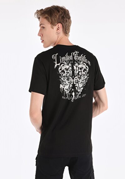 اعرض التفاصيل لـ كومفورت فيت رقبة مستديرة رجالي أسود كم قصير تي شيرت