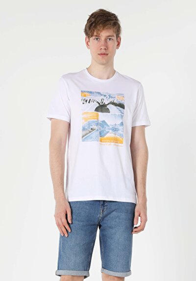 اعرض التفاصيل لـ أبيض للرجال تي شيرت بأكمام قصيرة