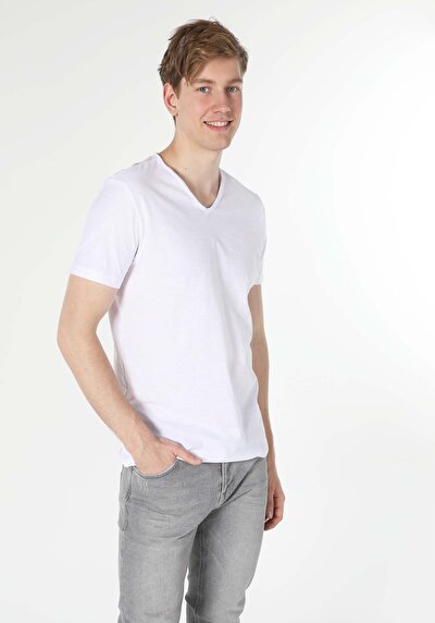 اعرض التفاصيل لـ أبيض للرجال تي شيرت بأكمام قصيرة