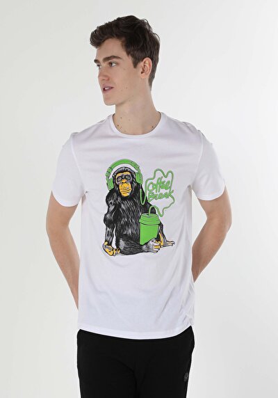 اعرض التفاصيل لـ أبيض للرجال تي شيرت بأكمام قصيرة