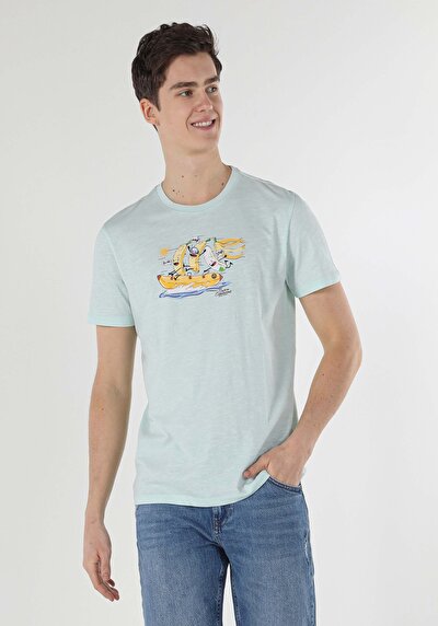 صورة من أخضر للرجال تي شيرت بأكمام قصيرة