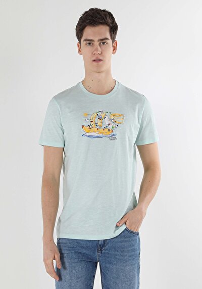 صورة من أخضر للرجال تي شيرت بأكمام قصيرة