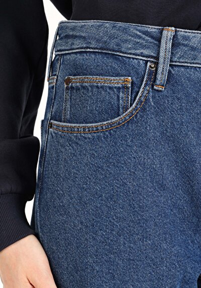 اعرض التفاصيل لـ   خصر عالي ساق واسعة نسائي نيلي جينز