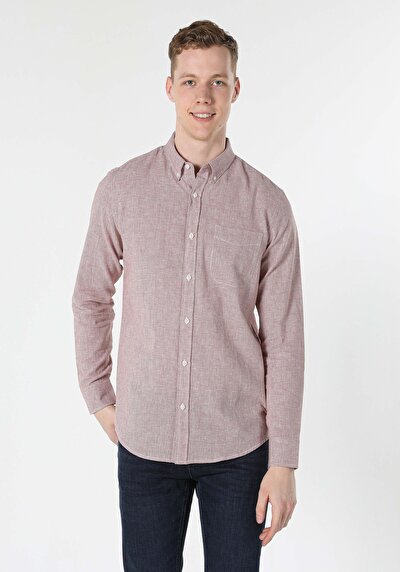 صورة من بني للرجال قميص  كم طويل