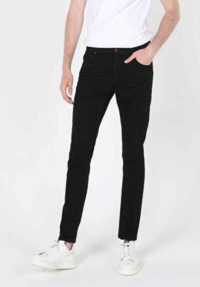 اعرض التفاصيل لـ سليم  خصر منخفض ساق ضيقة جينز أسود للرجال