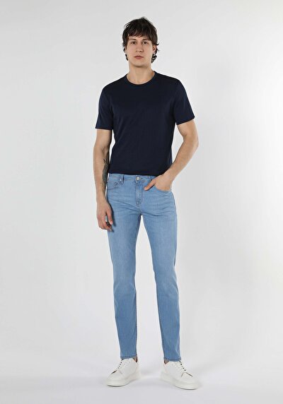 صورة من 044 كارل منخفض الخصر مستقيم الساق مستقيم صالح أزرق فاتح الرجال الجينز بنطالونCl1042818 