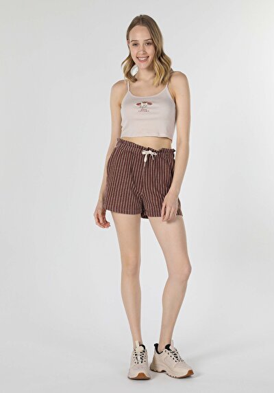 اعرض التفاصيل لـ عادي   الخصر نسائي شورت بني