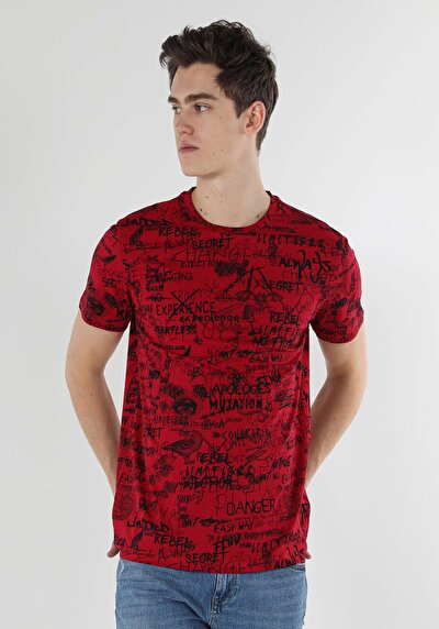 اعرض التفاصيل لـ أحمر للرجال تي شيرت بأكمام قصيرة