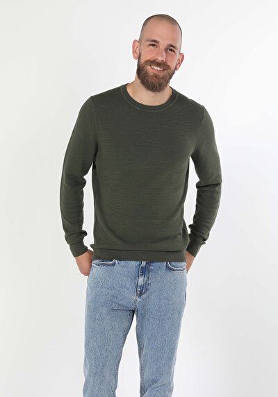 اعرض التفاصيل لـ   رقبة مستديرة جاكار سترة خضراء للرجال