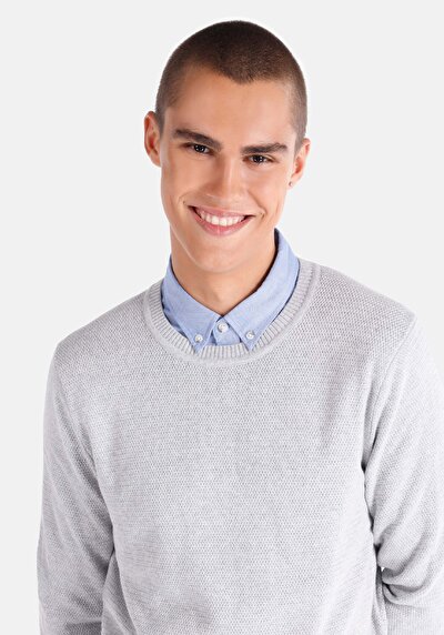 اعرض التفاصيل لـ   رقبة مستديرة جاكار سترة بيضاء للرجال