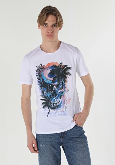 صورة من أبيض للرجال تي شيرت بأكمام قصيرة