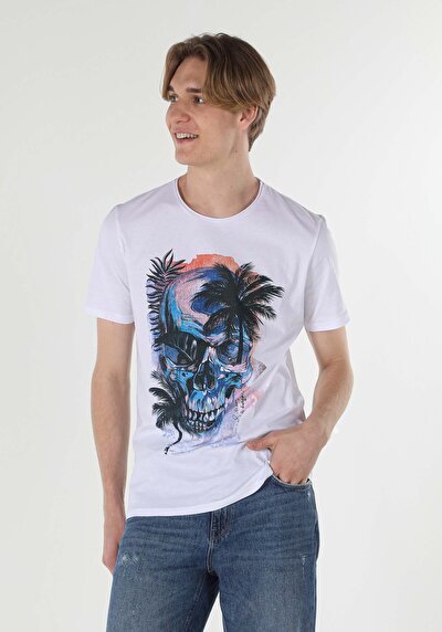 اعرض التفاصيل لـ أبيض للرجال تي شيرت بأكمام قصيرة