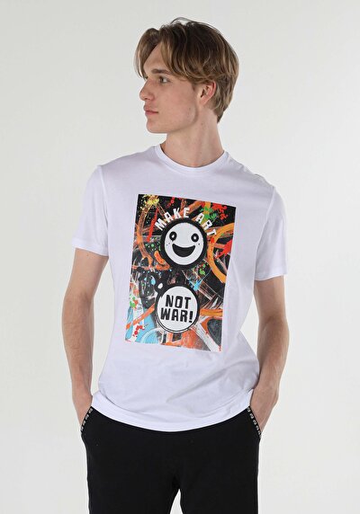 اعرض التفاصيل لـ عادي قصة رقبة مستديرة رجالي أبيض كم قصير تي شيرت