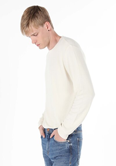 صورة من رقبة مستديرة مستقيم رجالي بيج كم طويل تي شيرت