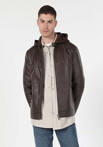 صورة من بني للرجال جاكيت جلد