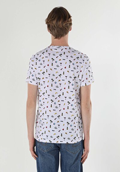 صورة من أبيض للرجال تي شيرت بأكمام قصيرة