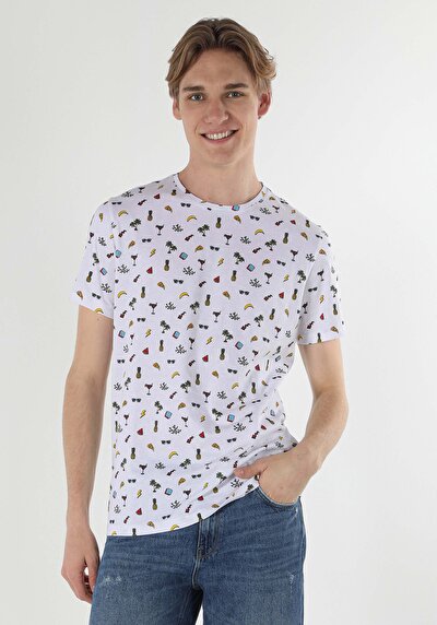 اعرض التفاصيل لـ أبيض للرجال تي شيرت بأكمام قصيرة