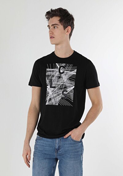 صورة من أسود للرجال تي شيرت بأكمام قصيرة