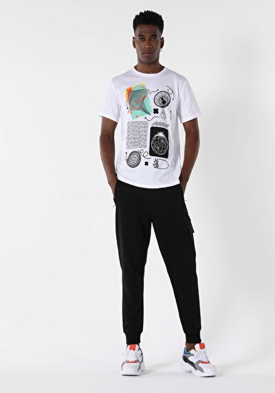 صورة من أبيض للرجال تي شيرت بأكمام قصيرة