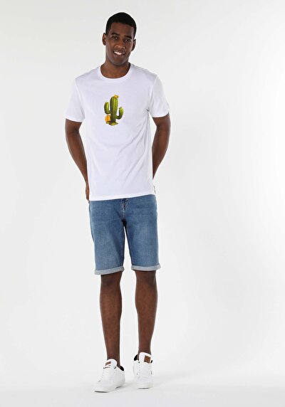 صورة من أبيض للرجال تي شيرت بأكمام قصيرة