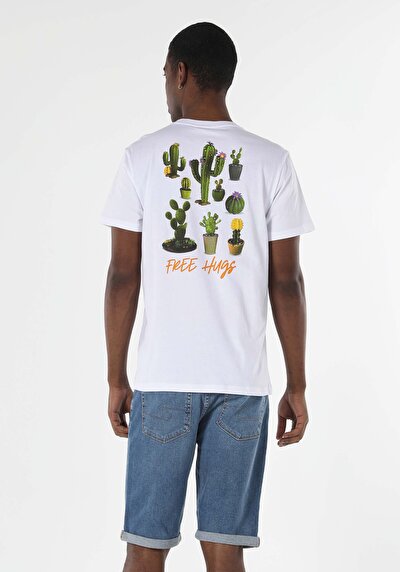 اعرض التفاصيل لـ أبيض للرجال تي شيرت بأكمام قصيرة