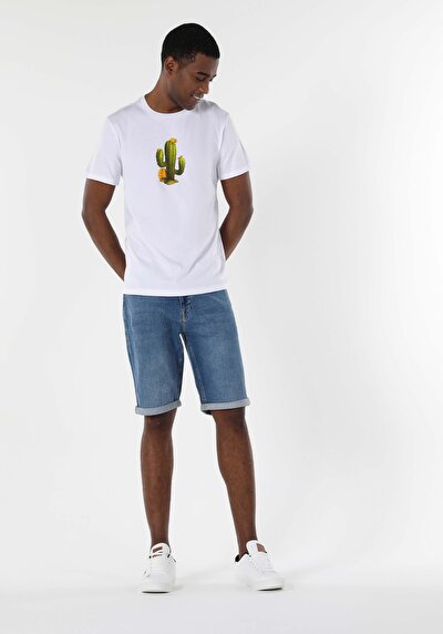 صورة من أبيض للرجال تي شيرت بأكمام قصيرة