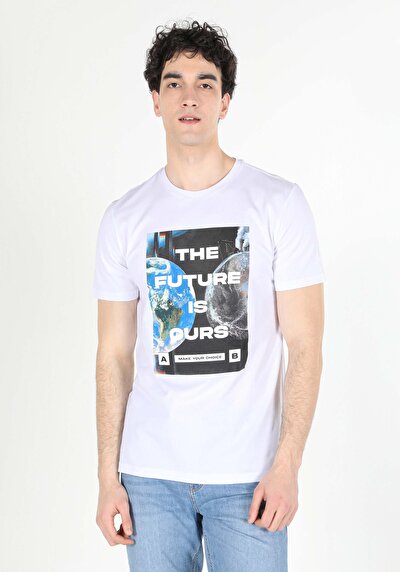 صورة من أبيض للرجال تي شيرت بأكمام قصيرة