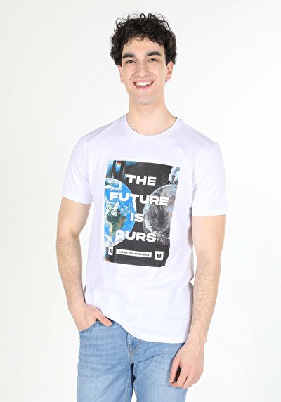 اعرض التفاصيل لـ أبيض للرجال تي شيرت بأكمام قصيرة