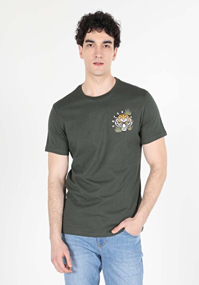 اعرض التفاصيل لـ كاكي للرجال تي شيرت بأكمام قصيرة