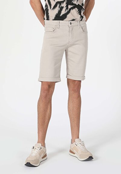 اعرض التفاصيل لـ عادي   الخصر مستقيم شورت رجالي بيج